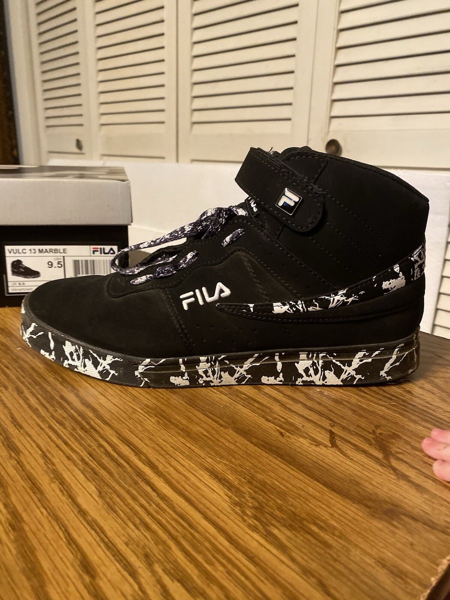 FILA Black & White Hi Top Strap Logo Shoes Oreo Men display picture 3