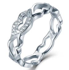 .925 Sterling Silver Cz Kiss Lip Love Fashion Band Ring Women Size 3-15 S3445