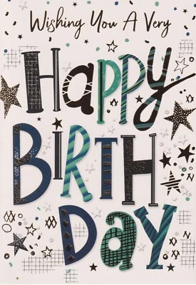 SIMON ELVIN OPEN MALE HAPPY BIRTHDAY GREETING CARD 7"X5" WISHING YOU A HAPPY BIRTHDAY TEXT