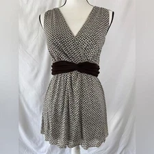 Max Studio Elegant Brown Patterned Empire Waist Top/Blouse - Size M (A074)