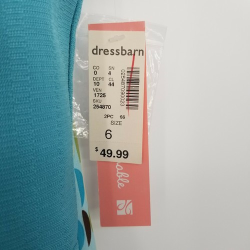 VTG Dressbarn Women's 6 US Skirt Suit Set Career Blazer Jacket Blue Circles NWT - Picture 11 of 12