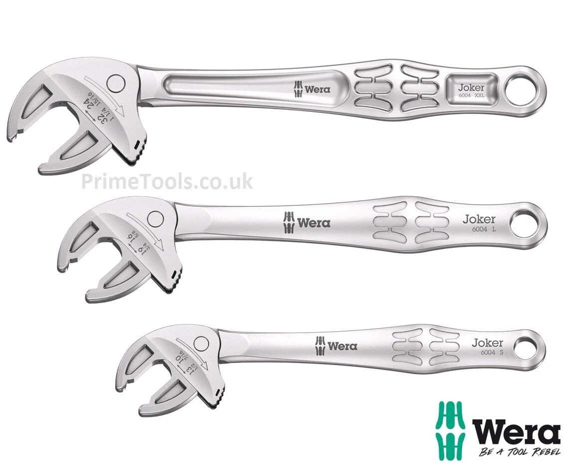 Wera JOKER 6004 Self-Setting Adjustable Spanner Wrench Set 10-32mm S, L &  XXL