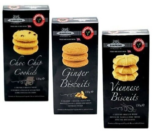 Simpkins Sugar Free Chocolate Chip Cookies Ginger Viennese Biscuits