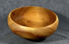 Large Turned Wood Elm Bowl Artist Signed RGH for Salad or Fruit Handcrafted