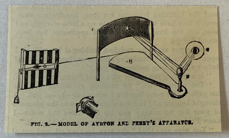 1882 small magazine engraving ~ MODEL OF AYRTON AND PERBY'S APPARATUS