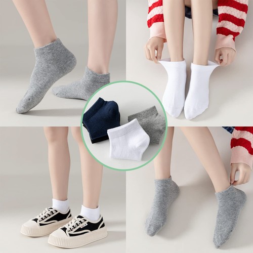 Boys/Girls Low Cut Cotton Socks Kids Seamless School Socks 6 Packs White - Picture 6 of 7