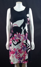 James Lakeland Sleeveless Party Work Dress Pink White Black Floral Print