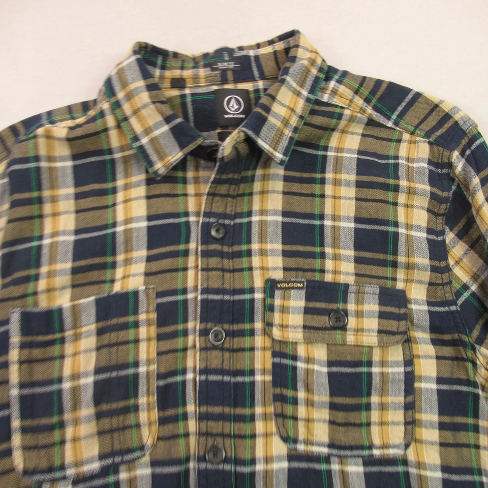 Volcom Shirt Mens XL Slim Fit Long Sleeve Plaid Button Front Pockets 100% Cotton - Image 2 of 4