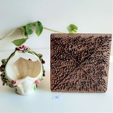 Vintage Primitive Handmade Textile Printing Block Wooden Iron Spikes Stamp 36