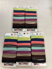 5 Packs SCUNCI Hair Elastics - ASSORTED COLORS - 100 pcs - 500 PCS