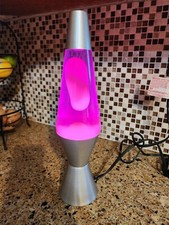14  Motion And Glitter Lava Lamp Model 2000 Pink Purple Silver Base Working