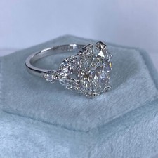 Oval 4.08Ct E-VVS2 IGI Lab Grown Diamond Engagement Ring 14k White Gold 5.63 TCW