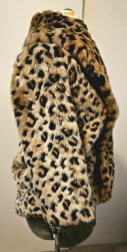 Billabong Designer's Closet LEOPARD PRINT Faux Fur Jacket Small, New No Tags - Picture 2 of 9
