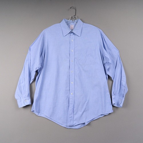 Brooks Brothers Makers Dress Shirt Made in USA Mens 17 35 Blue Button Up