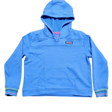 Vineyard Vines Girls L Blue Heavyweight Hoodie Pullover Whale Logo 7K001513