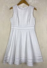 Calvin Klein Dress Womens 8 Petite A Line Embroidery Eyelet Lined Career Office