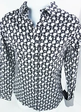 Signature Studio Modern Fit Paisley Clouds Black Gray Mens Shirt
