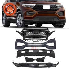 Front Bumper Grille Assembly Plate Fit 2020-2023 Ford Explorer W/O Sensors Holes