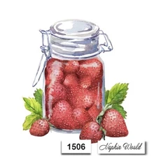 (1506) TWO Paper LUNCHEON Decoupage Art Craft Napkins - STRAWBERRIES JAR FRUIT