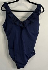 Draper James Lands End Navy Blue One Piece Swimsuit Slimming Lace Trim 18W