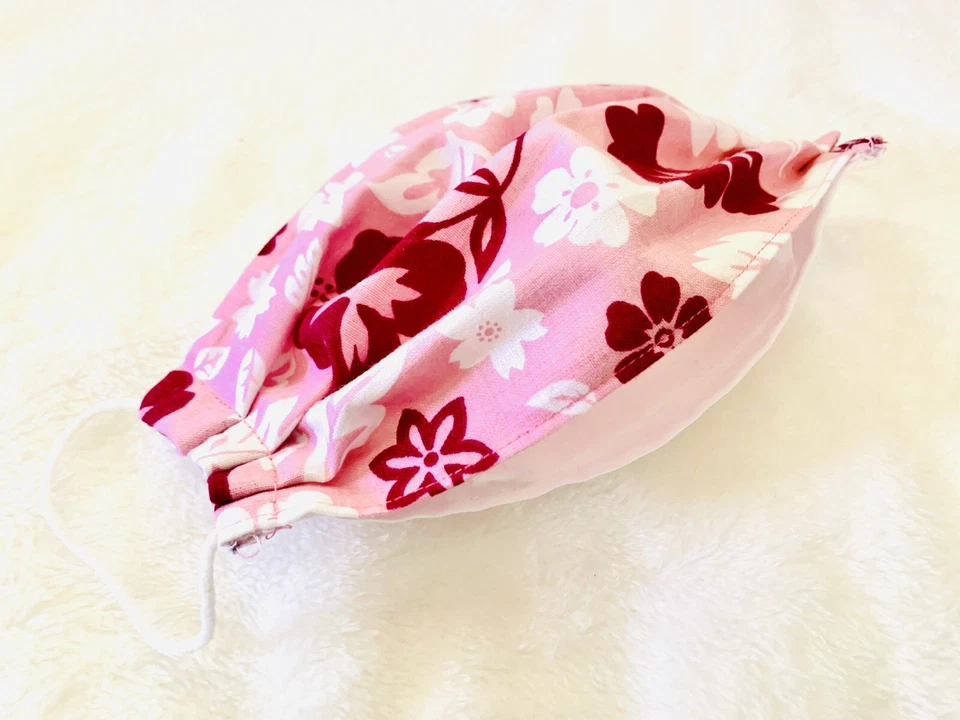 Pink Hawaiian Face Mask Washable Cotton Fabric Double Layer Filter W/Nose Wire - Image 2 of 2