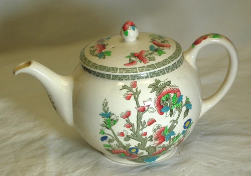 Indian Tree Johnson Brothers Teapot Green Key Cream Off White