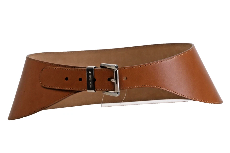 Michael Kors Collection Beige Leather Contour Metal Buckle Belt Women's Size L - image 2 of 4