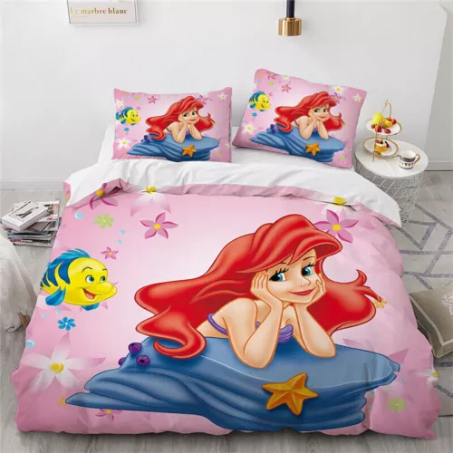 The Little Mermaid Princess Ariel 3D Quilt Duvet Cover Bedding Set Pillowcase UK - Picture 5 of 39