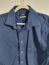 Chaps Men's 16-16.5 Blue Geometric Comfort Stretch Regular Fit Dress Shirt