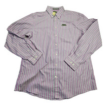 New Eddie Bauer Men's Long Sleeve Button-Up Shirt Stiped Wrinkle-Free Purple