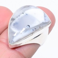 Brazilian Dendritic Opal Handmade 925 Sterling Silver Ring s.6.5 M1580