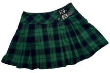 New Green Plaid Pleated Schoolgirl Mini Skirt Size 4 Punk Goth Preppy Wild Fable