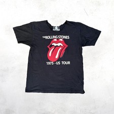    Rolling Stones 1975 US Tour Black Graphic Band Tee Large Cropped