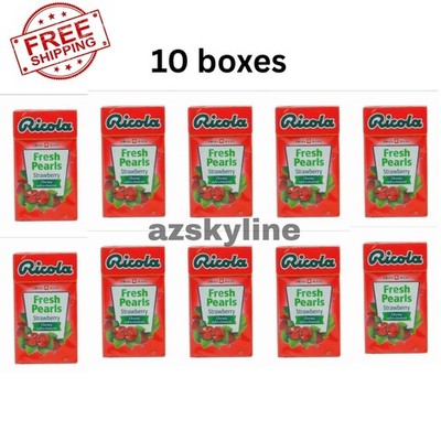 10 X Ricola Fresh Pearls Strawberry 25g Sugar-Free Chewy Mints Free Shipping