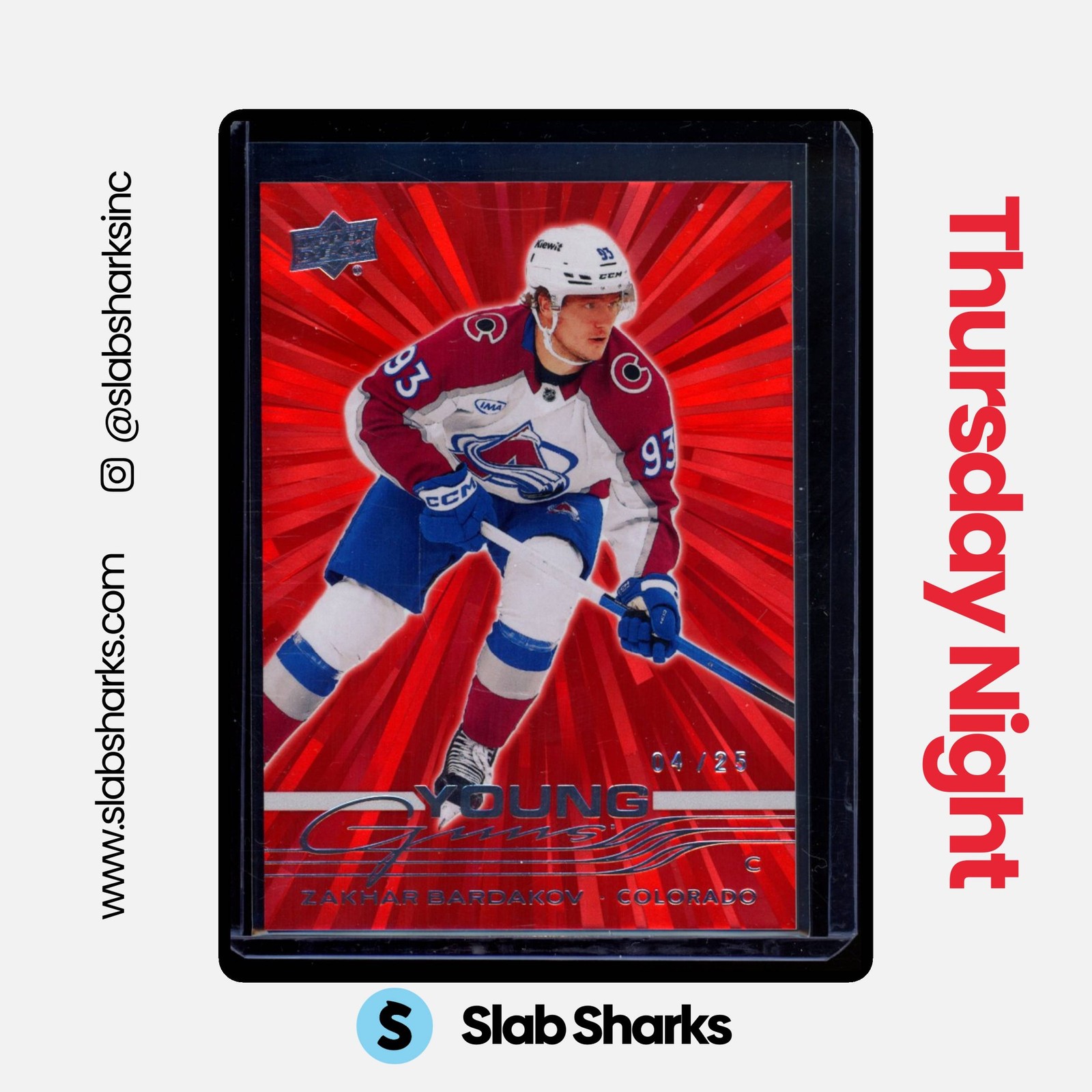 2025 UPPER DECK SERIES 2 #477 ZAKHAR BARDAKOV YOUNG GUNS OUTBURST RED ROOKIE /25