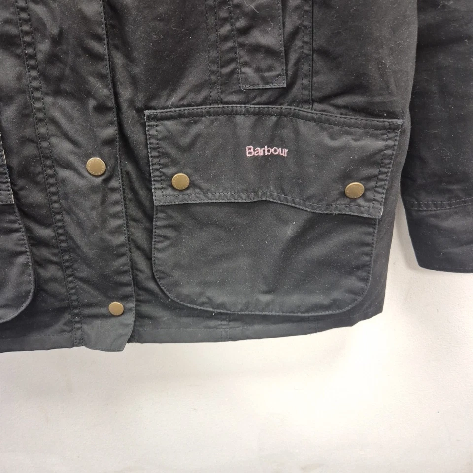 Barbour Beadnell Wax Waterproof Country Cottage Black Rain Coat Jacket Uk 12 - image 2 of 4