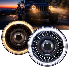 For 1997-2018 Jeep Wrangler Jk 7 Headlights Head Lamps W Starry Drl Halo Black