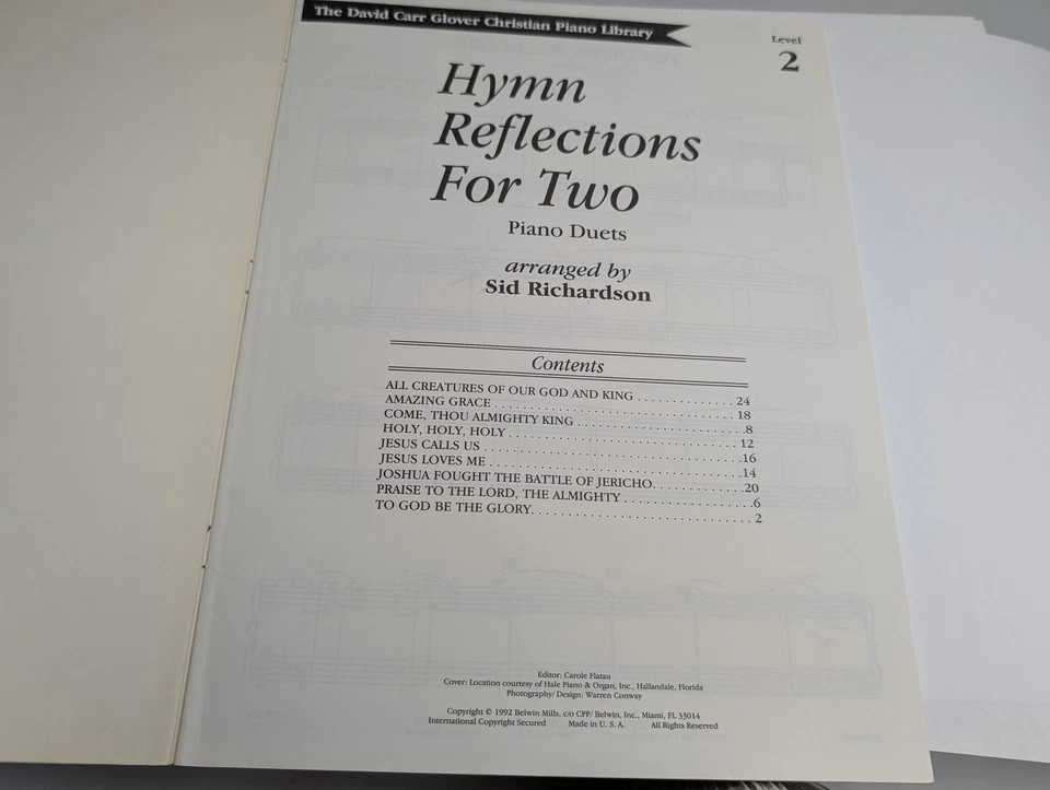 Hymn Reflections For Two Piano Duets Sheet Music Book Sid Richardson Level 2 F2 - Image 2 of 4