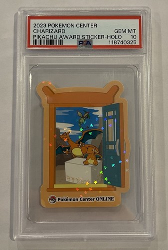PSA 10 2023 JP Pokemon Center Charizard Pikachu Award Sticker Holo Promo