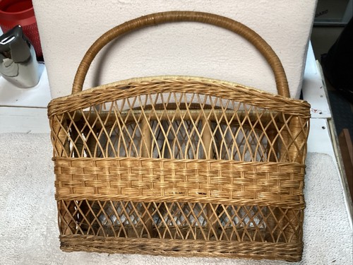 Portariviste vintage in legno curvato porta dischi bambù manici boho 19” MCM - Foto 15 di 20