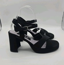 Vintage Y2K Mudd Shalee Black Platform Sandal Block Heel Shoe 8.5