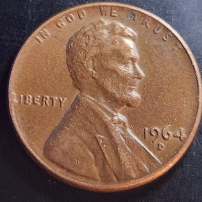 SUPER RARE 1964 D LINCOLN ONE CENT WITH MISSING MAKERS MARK, DD ON IN GOD WE...