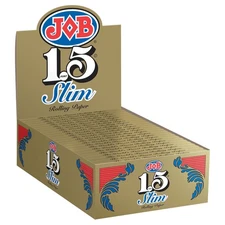 - 1.5" Gold Slim Rolling Papers - Box of 24 Booklets with 24 Leaves per Booklet