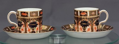 Royal Crown Derby ''Kaffeedosen & Untertassen'' Vintage Paar (2) Old Imari 1128 Firsts