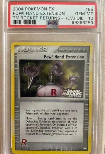 PSA 10 Pow! Hand Extension Reverse Holo #85 Team Rocket Returns EX 2004