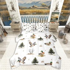 7Pcs Full Mallard Duck Bedding for Boys Men Nursery Woodland Wild Ducks Comfo...