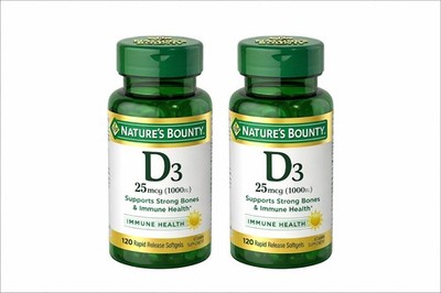 Vitamin D3 1000 IU 240 Each 2 Nature s Bounty Softgels Immune & Bone Support 