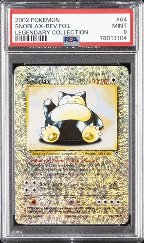 2002 POKEMON LEGENDARY COLLECTION #64 SNORLAX-REVERSE FOIL PSA 9