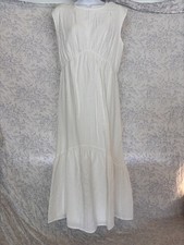 Nine West White Sleeveless Tiered Maxi Sundress Large