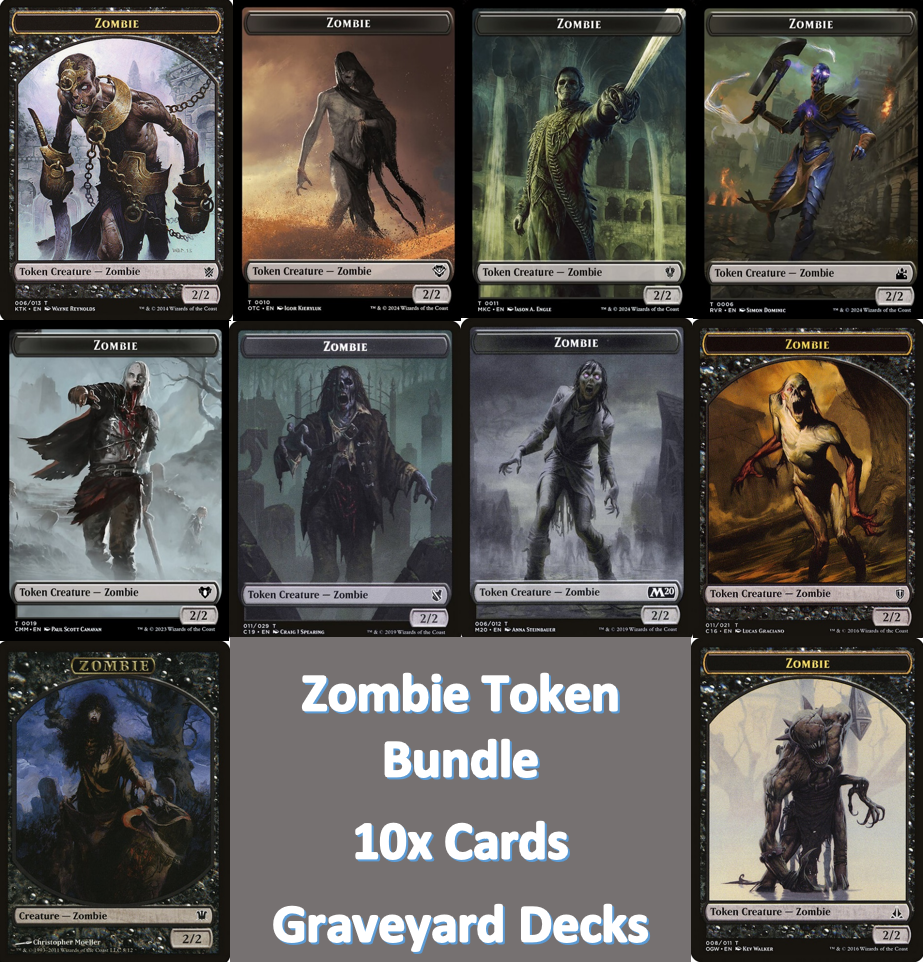 mtg zombie token commander deck MTG Zombie Token Lot - Set 10x Cards Commander Black Deck